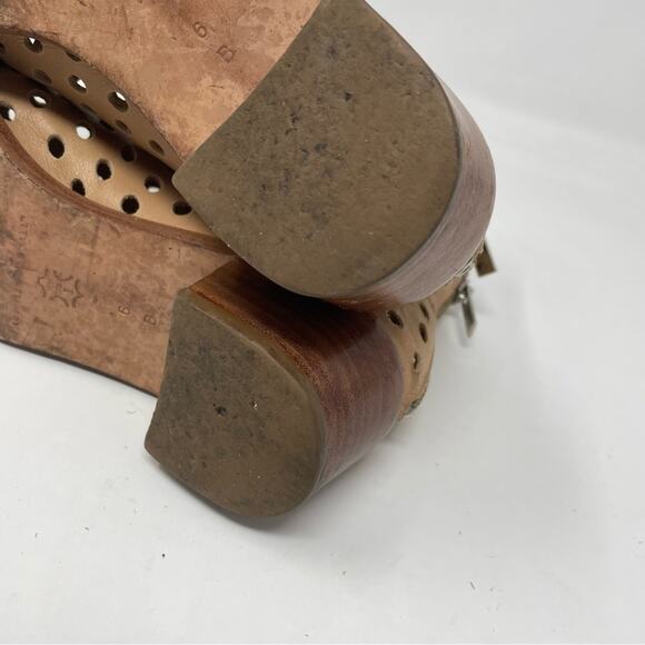 Loeffler Randall Ione Beach Tan Leather Perforated Open Toe Ankle Boots Shoes 6 - Picture 15 of 16